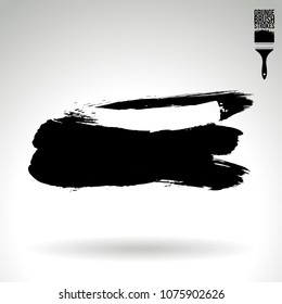 Black brush stroke and texture. Grunge vector abstract hand - painted element. Underline and border design.
