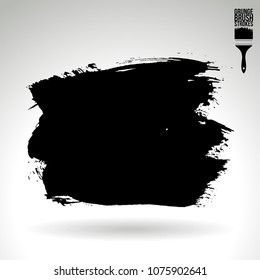 Black brush stroke and texture. Grunge vector abstract hand - painted element. Underline and border design.