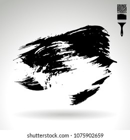 Black brush stroke and texture. Grunge vector abstract hand - painted element. Underline and border design.