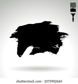 Black brush stroke and texture. Grunge vector abstract hand - painted element. Underline and border design.