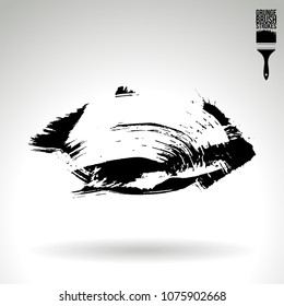 Black brush stroke and texture. Grunge vector abstract hand - painted element. Underline and border design.