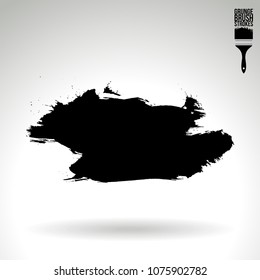 Black brush stroke and texture. Grunge vector abstract hand - painted element. Underline and border design.