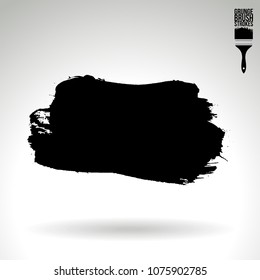 Black brush stroke and texture. Grunge vector abstract hand - painted element. Underline and border design.