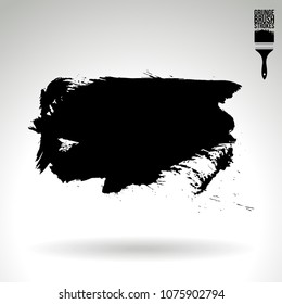 Black brush stroke and texture. Grunge vector abstract hand - painted element. Underline and border design.