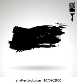 Black brush stroke and texture. Grunge vector abstract hand - painted element. Underline and border design.