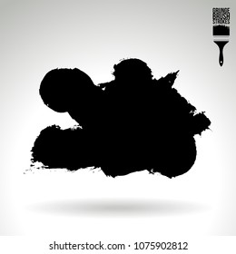 Black brush stroke and texture. Grunge vector abstract hand - painted element. Underline and border design.