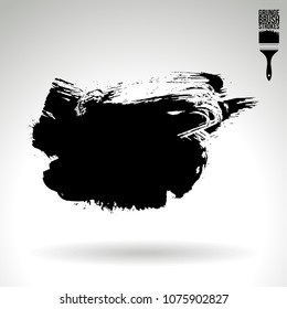 Black brush stroke and texture. Grunge vector abstract hand - painted element. Underline and border design.