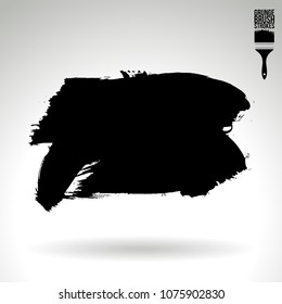 Black brush stroke and texture. Grunge vector abstract hand - painted element. Underline and border design.
