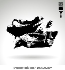 Black brush stroke and texture. Grunge vector abstract hand - painted element. Underline and border design.