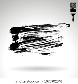 Black brush stroke and texture. Grunge vector abstract hand - painted element. Underline and border design.