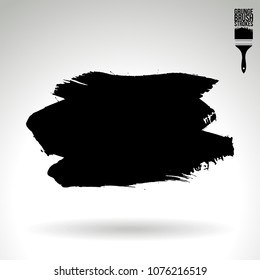 Black brush stroke and texture. Grunge vector abstract hand - painted element. Underline and border design.