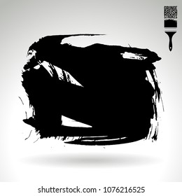 Black brush stroke and texture. Grunge vector abstract hand - painted element. Underline and border design.
