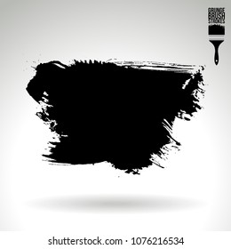 Black brush stroke and texture. Grunge vector abstract hand - painted element. Underline and border design.