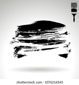 Black brush stroke and texture. Grunge vector abstract hand - painted element. Underline and border design.