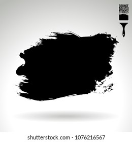 Black brush stroke and texture. Grunge vector abstract hand - painted element. Underline and border design.