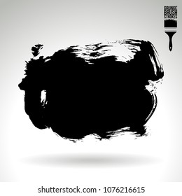 Black brush stroke and texture. Grunge vector abstract hand - painted element. Underline and border design.