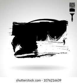 Black brush stroke and texture. Grunge vector abstract hand - painted element. Underline and border design.