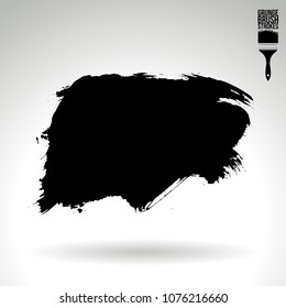 Black brush stroke and texture. Grunge vector abstract hand - painted element. Underline and border design.
