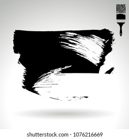 Black brush stroke and texture. Grunge vector abstract hand - painted element. Underline and border design.