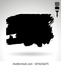 Black brush stroke and texture. Grunge vector abstract hand - painted element. Underline and border design.