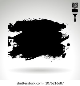 Black brush stroke and texture. Grunge vector abstract hand - painted element. Underline and border design.