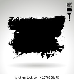 Black brush stroke and texture. Grunge vector abstract hand - painted element. Underline and border design.