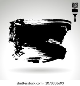 Black brush stroke and texture. Grunge vector abstract hand - painted element. Underline and border design.