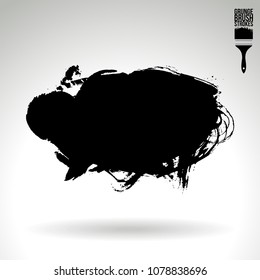 Black brush stroke and texture. Grunge vector abstract hand - painted element. Underline and border design.