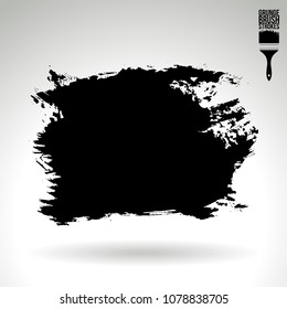 Black brush stroke and texture. Grunge vector abstract hand - painted element. Underline and border design.