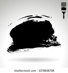 Black brush stroke and texture. Grunge vector abstract hand - painted element. Underline and border design.