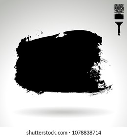 Black brush stroke and texture. Grunge vector abstract hand - painted element. Underline and border design.