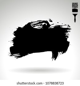 Black brush stroke and texture. Grunge vector abstract hand - painted element. Underline and border design.