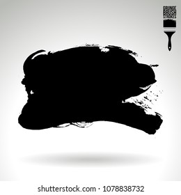 Black brush stroke and texture. Grunge vector abstract hand - painted element. Underline and border design.