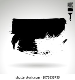 Black brush stroke and texture. Grunge vector abstract hand - painted element. Underline and border design.