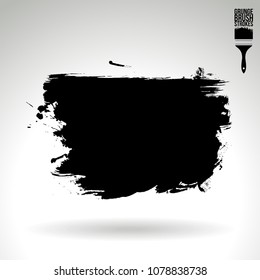 Black brush stroke and texture. Grunge vector abstract hand - painted element. Underline and border design.