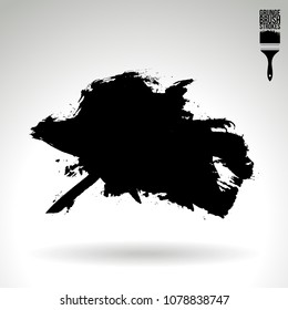 Black brush stroke and texture. Grunge vector abstract hand - painted element. Underline and border design.