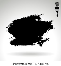 Black brush stroke and texture. Grunge vector abstract hand - painted element. Underline and border design.