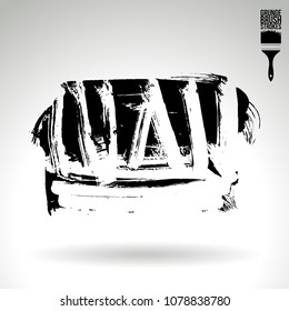Black brush stroke and texture. Grunge vector abstract hand - painted element. Underline and border design.