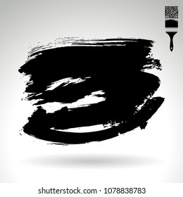 Black brush stroke and texture. Grunge vector abstract hand - painted element. Underline and border design.