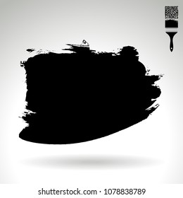 Black brush stroke and texture. Grunge vector abstract hand - painted element. Underline and border design.