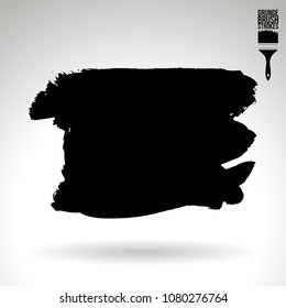 Black brush stroke and texture. Grunge vector abstract hand - painted element. Underline and border design.