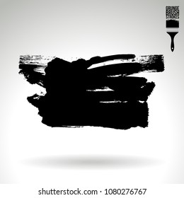 Black brush stroke and texture. Grunge vector abstract hand - painted element. Underline and border design.
