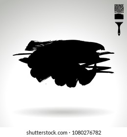 Black brush stroke and texture. Grunge vector abstract hand - painted element. Underline and border design.
