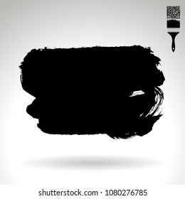 Black brush stroke and texture. Grunge vector abstract hand - painted element. Underline and border design.