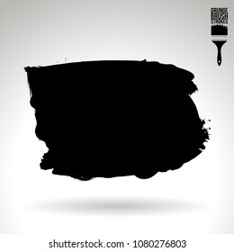 Black brush stroke and texture. Grunge vector abstract hand - painted element. Underline and border design.