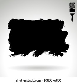 Black brush stroke and texture. Grunge vector abstract hand - painted element. Underline and border design.