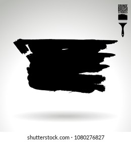 Black brush stroke and texture. Grunge vector abstract hand - painted element. Underline and border design.