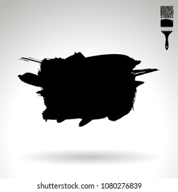 Black brush stroke and texture. Grunge vector abstract hand - painted element. Underline and border design.
