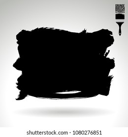 Black brush stroke and texture. Grunge vector abstract hand - painted element. Underline and border design.