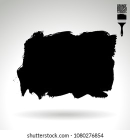 Black brush stroke and texture. Grunge vector abstract hand - painted element. Underline and border design.